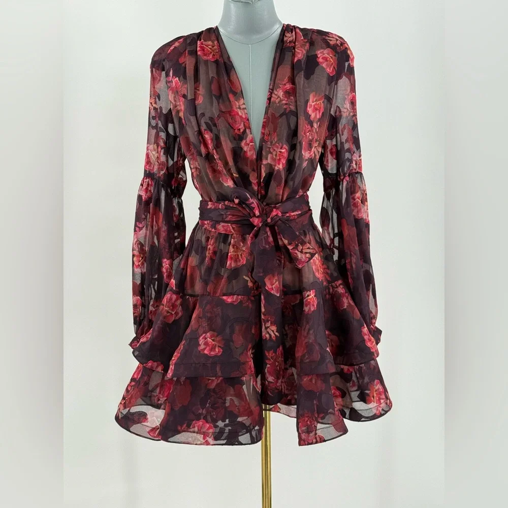 🆕 BRONX & BANCO 🧿 NWOT Bedouin Coastal Mini Dress, Rose Burnout - Sz S US 4 - Picture 13 of 17